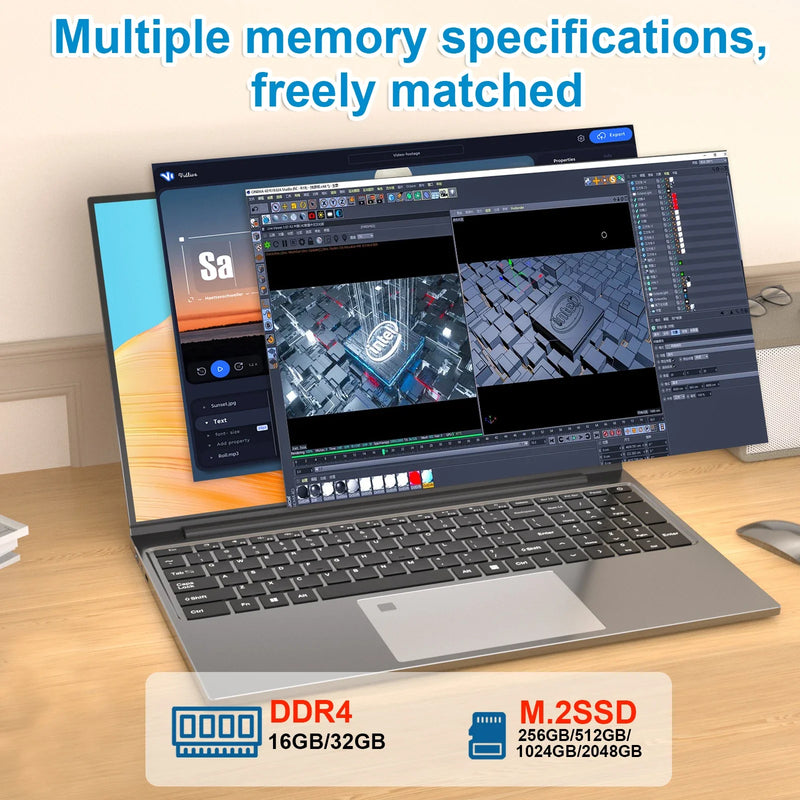 LENO 15.6" Laptop Portable Intel Core i7-6500U 32GB RAM 2TB SSD Windows 11 Notebook Gamer 1080P Display Office Study Computer PC
