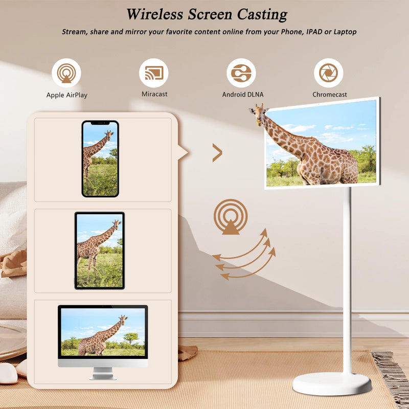 Portable TV Smart Stand Monitor 32 Inch LCD TV Android 13 LCD Smart Digital Displays Portable Touch Screen TV