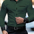 Men's Business Color Block Collar Long Sleeve Shirt, Slim | SAMAG