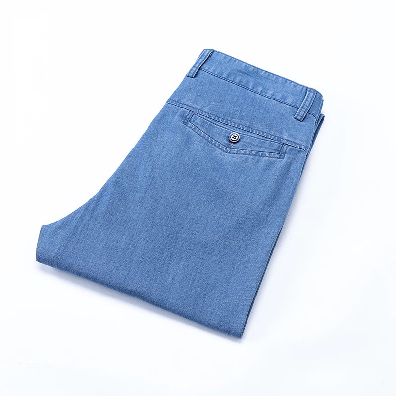 Men's Summer Thin Jeans Loose Stretch Large Size Ice Silk | SAMAG
