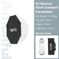 NEW！AMBITFUL Q1 Mini Bowens/GODOX Mount 30cm 45cm Octa Softbox 20*55cm Strip Softbox 30cm Softball 45cm Bounce Softbox For GODOX