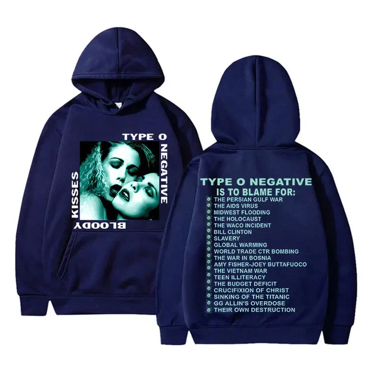 Rock Type O Negative 1993 Bloody Kisses Touring Album Print Men's hoodie High quality casual Hoodie