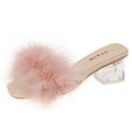 Fashion Slippers Women's Summer New Open Toe Plush Fox Fur Chunky with Flip Flops Sexy Home Banquet Square Toe Simple Pumps