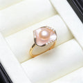 Genuine Favourite 925 Sterling Silver Pearl Ring Woman,White Black Natural Freshwater Adjustable Pearl Ring Wife Mother Gifts