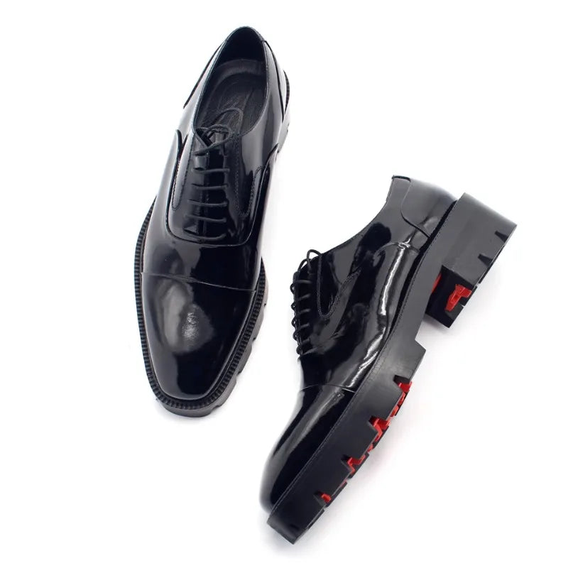 New Design Genuine Leather Casual Dress Oxford Shoes Men Fashion Thick Sole Office Business Wedding Shoes Male Black