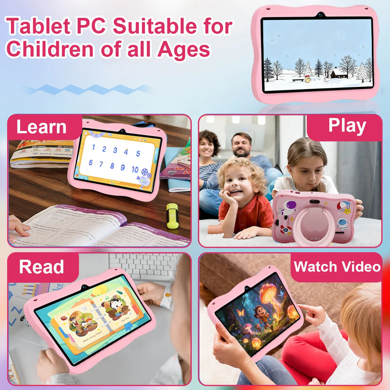 7 Inch Kids Tablet Android 14, 4GB RAM 64GB ROM, WiFi Bluetooth Type-C Port with Protective Case Gift for Children