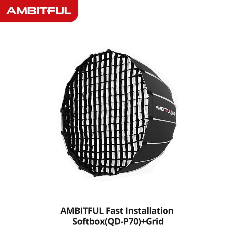 AMBITFUL P70 P90 P120 Bowens Mount Parabolic Deep Softbox with Quick Release Grid