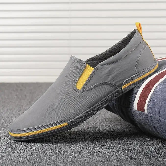 Men's Breathable Canvas Slip-On Casual Sneakers New Style Basic Pedaling Lazy Summer Loafers Comfortable Male Footwear