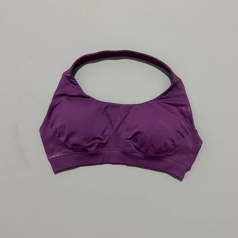 Sports Bra Women Seamless Yoga Halter Bra Top High Support Open Back Bra Fitness Push-up Activewear Workout Gym Underwear