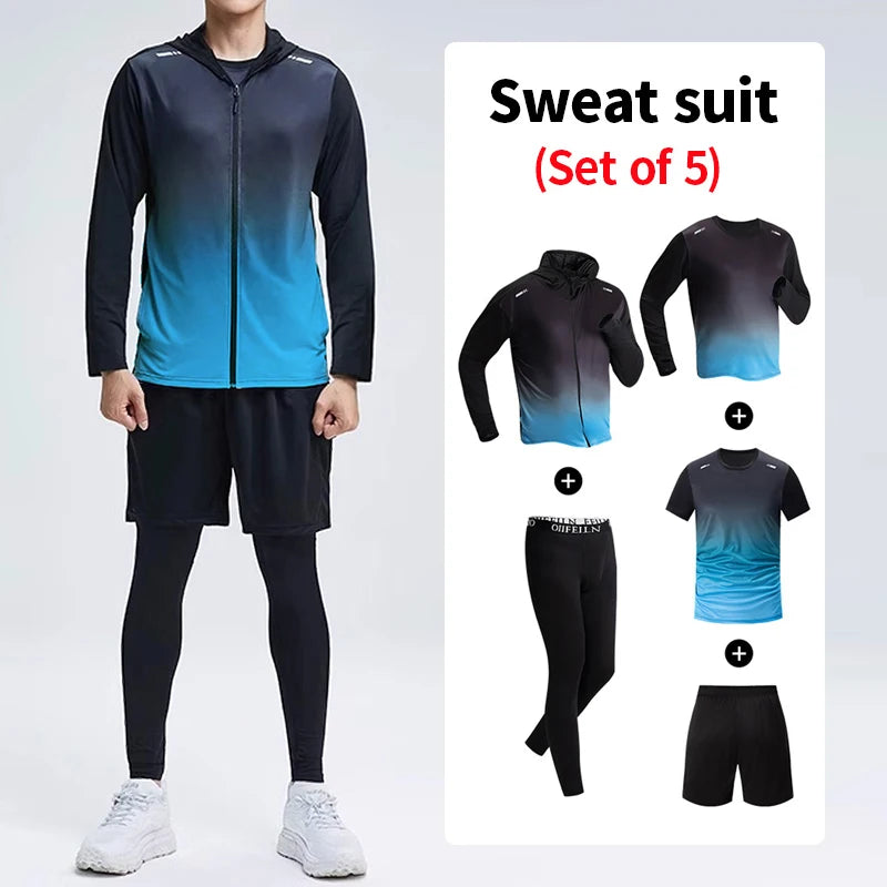 5/3/2/1 Piece Men's Four Seasons Multi-match Combination Sports Suit Gradual Zipper Jacket Running Fitness Short-sleeved Shorts