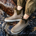 Men Rain Boots Non-slip Water Shoes Outdoor Waterproof Fishing Boots Slip on Men Rubber Boots PVC Material Round Toe Rain Shoes