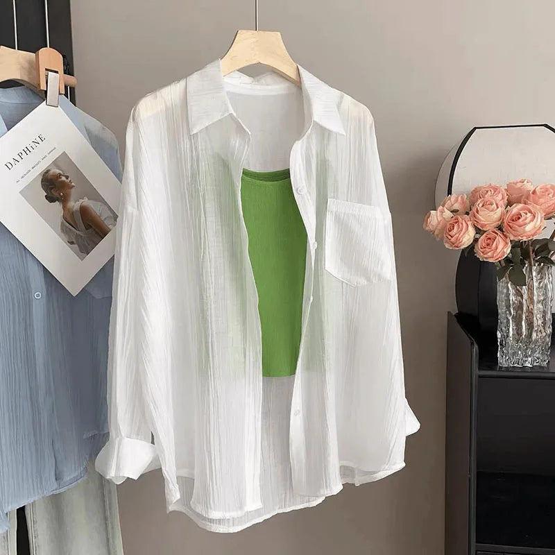 Summer Sunscreen Shirt Women Elegant Perspective Thin - View 12 | SAMAG