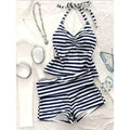 Women Striped Bikinis Set Tankini Swimsuit Stripe Halter | SAMAG