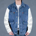 Trendy Summer Retro Denim Vest for Men Sleeveless Cargo Jacket Multi Pocket Workwear Jacket