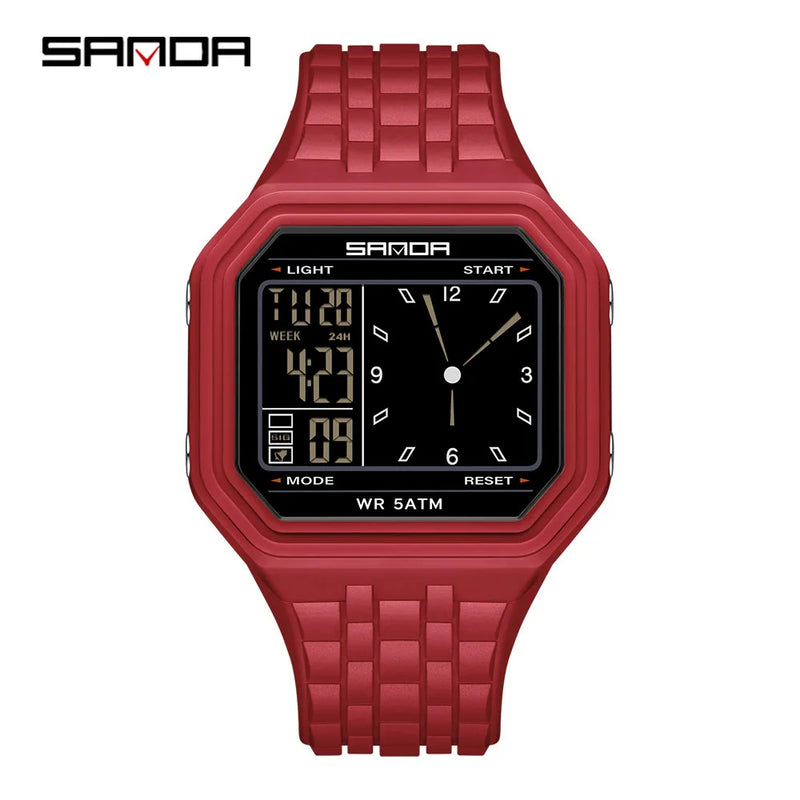 SANDA 6367 New Fashion Electronic Watch Men's 50m Waterproof Night Light Multi Functional Student Trend - Visuel 12 | SAMAG