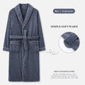 2026 Men's Autumn Winter Flannel Pajama Robes Thickened Warm Lace Up Bath Robes Men Loose Lounge Homewear Coral Fleece Nightgown