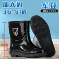 Large Size Men's Rain Boots High Tub Waterproof Anti-slip Work Site Rubber Shoes Fleece Lined Durable Plastic Outsole