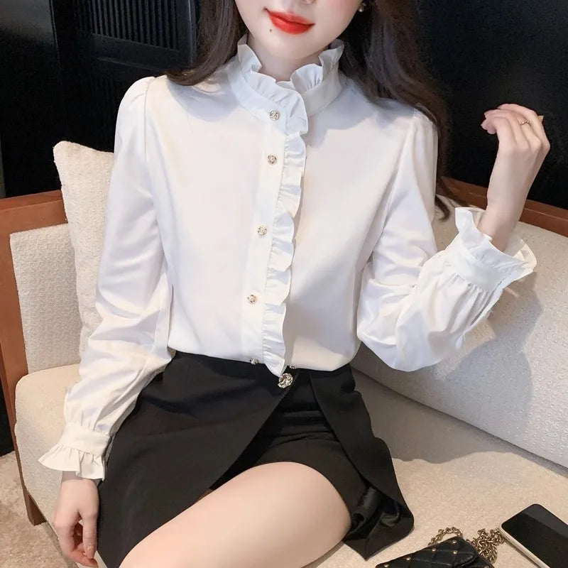 Woman Spring Autumn French Style Elegant Shirts Lady - View 2 | SAMAG