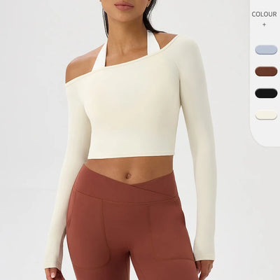 Long Sleeve Yoga T-Shirt for Women, Off Shoulder, Sexy | SAMAG