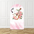 Cowgirl Pink Arch Backdrop Birthday Party Photo Background Kids Western Theme Decor Horse Shoe Boots Hat Pattern Celebration Bac