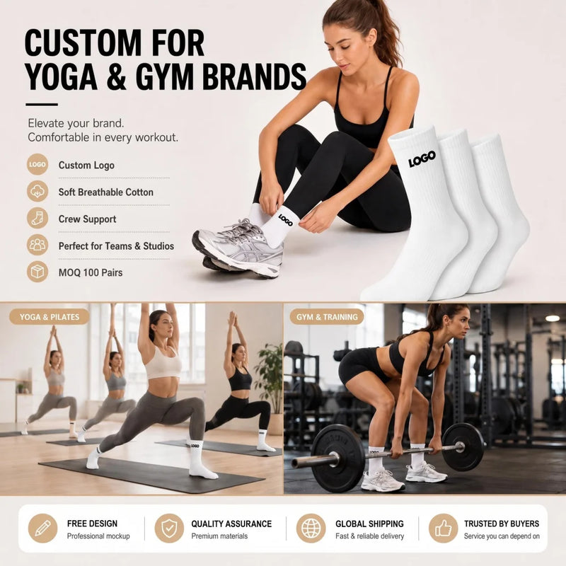 Custom Letter Socks Gym Crew for Men Women Embroidery | SAMAG