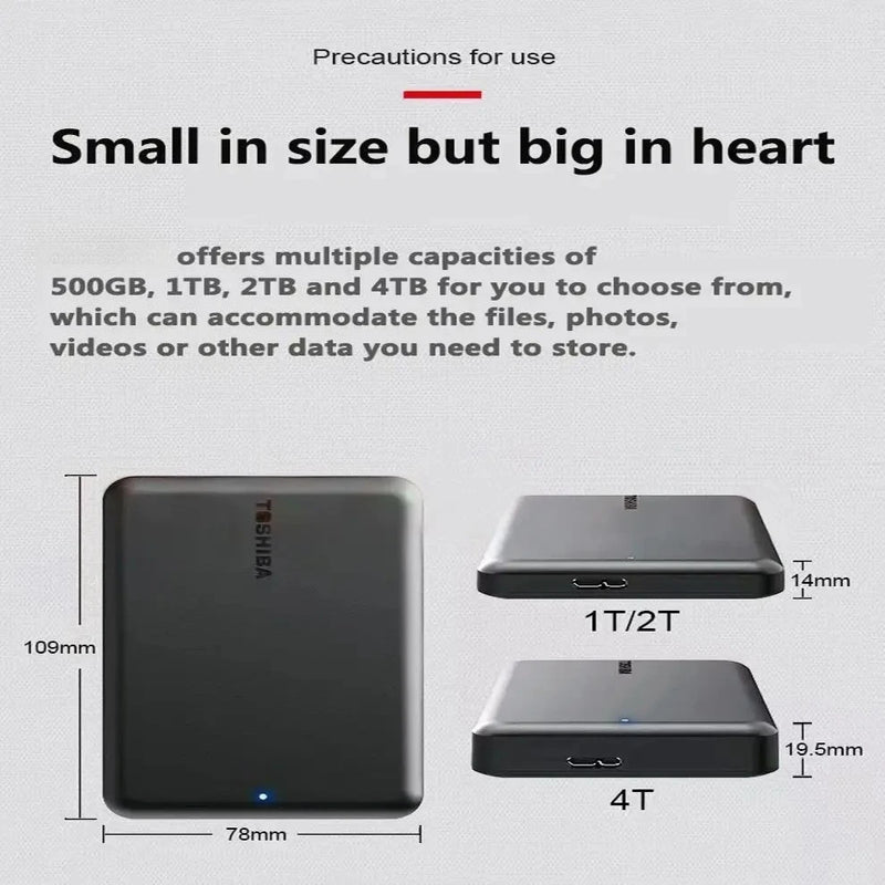 For Toshiba A5 1TB Portable SSD External Hard Drive 2TB USB3.1 High-Speed SSD External Hard Disk Data Storage for Laptop/Mac