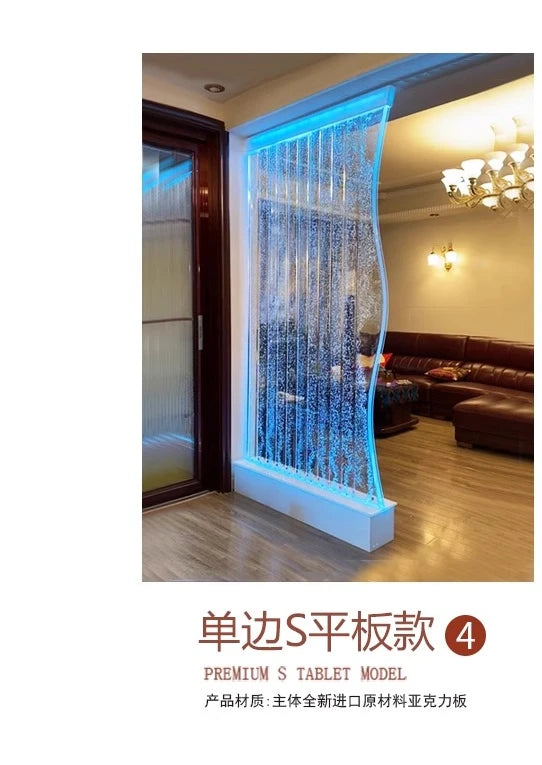 Water curtain wall, running water screen partition company, family entrance acrylic calligraphy and painting flat wine cabinet