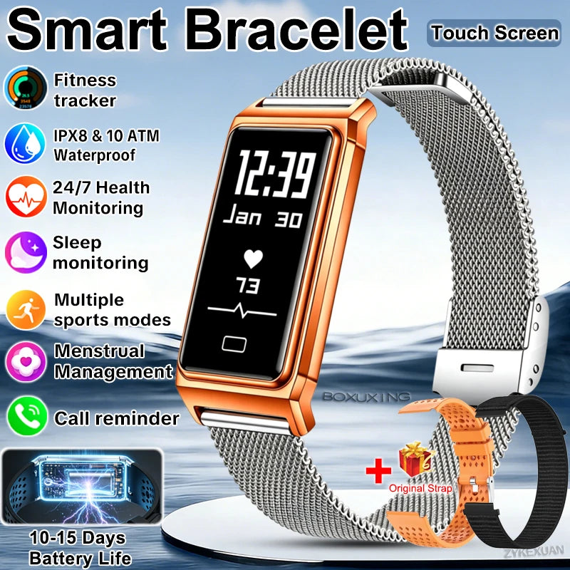 2026 New Smart Bracelet Men Women Sleep Health Monitor Sports Fitness Tracker 10ATM Waterproof 15 Days Battery Life Smartwatches