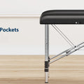 Massage Table Portable, 2-Fold Lash Bed with Side Pocket, Adjustable Height, Sturdy Aluminum Frame, Esthetician Spa Facial