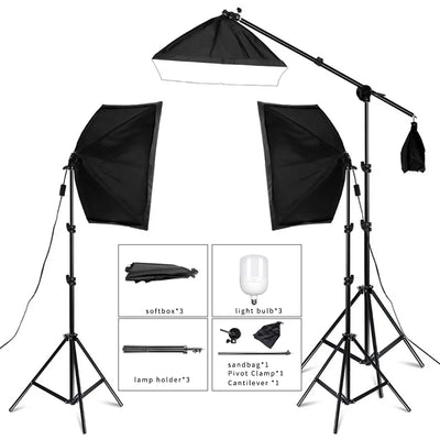 20-135W Softbox Lighting Kit 50x70CM Photography LED Lamp | SAMAG