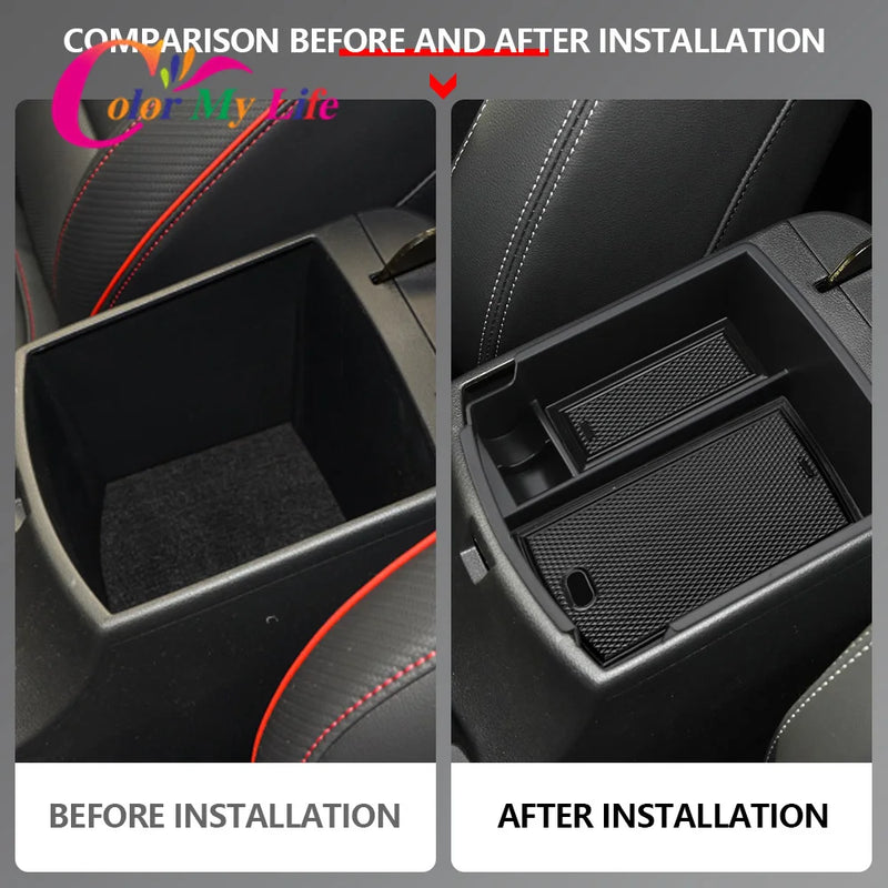 Car Armrest Stowing Tidying Box Storage for Hyundai Kona 2018 - 2022 ABS Center Console Organizer Phone Holder Tray Container