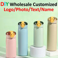 DIY 460ml Portable Kids Thermos Mug With Straw Stainless Steels Cartoon Vacuum Flasks Cute Thermal Water Bottle Customize logo