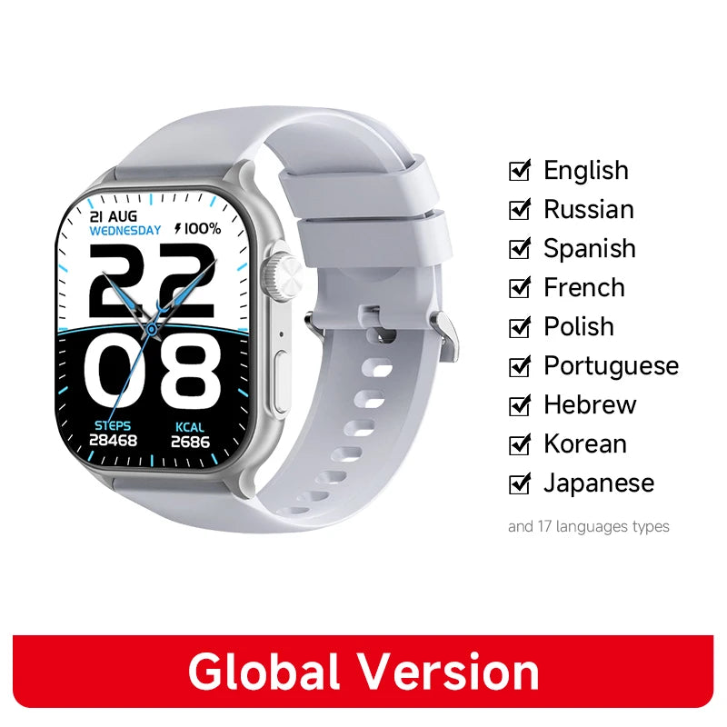 Lenovo 2026 Smart Watch 1.96" HD AMOLED Display Heart Rate Health Monitoring Bluetooth Voice Callings Smartwatch For Android IOS