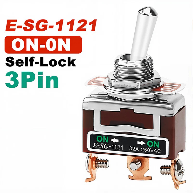 High Current Rocker Switch 2/3/4/6/8/9/12Pin Self Reset/Self-locking Toggle Switch Copper Pin 32A 250VAC Power Button Switch
