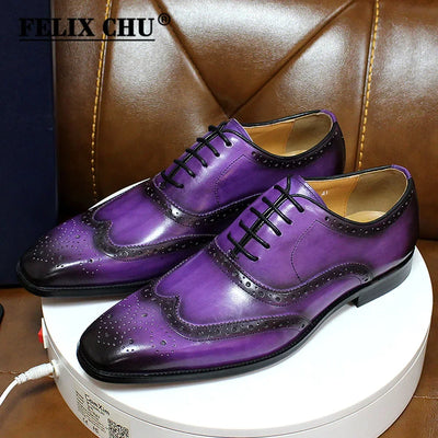 Big Sizes Handmade Men's Wingtip Oxford Shoes Genuine | SAMAG
