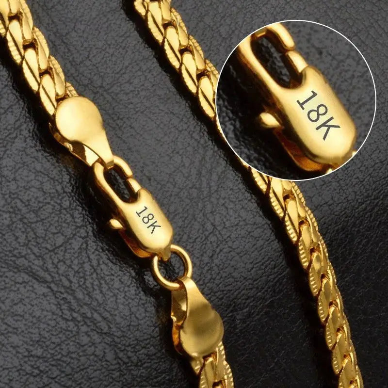 18K Gold/Silver Color 6mm Full Sideways Necklace 8/18/20/24 Inch Chain For Woman Men Fashion Wedding Engagement Jewelry Gifts