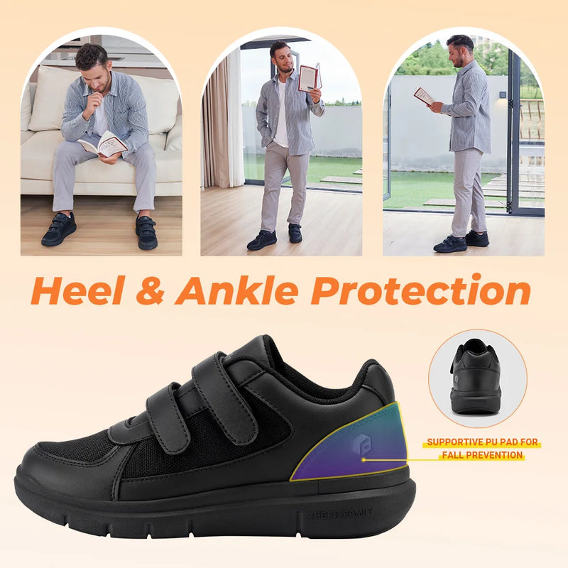 FitVille Men'S Diabetic Shoes Extra Wide 4E Senior Shoe Relieve Neuropathy Suitable For Swollen Foot Pain With Arch Support