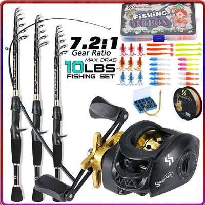 Sougayilang Casting Fishing Rod Combo High Carbon | SAMAG