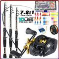 Sougayilang Casting Fishing Rod Combo High Carbon Telescopic Rod and Baitcasting Reel with Lure Line Max Drag 8kg for Bass Trout