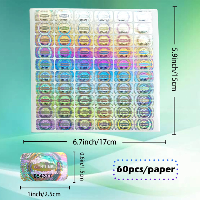 300/600/1200 pcs Security Seal Tamper Proof Stickers Holographic Warranty Void Laser Label with Serial Number Adhesive Labels