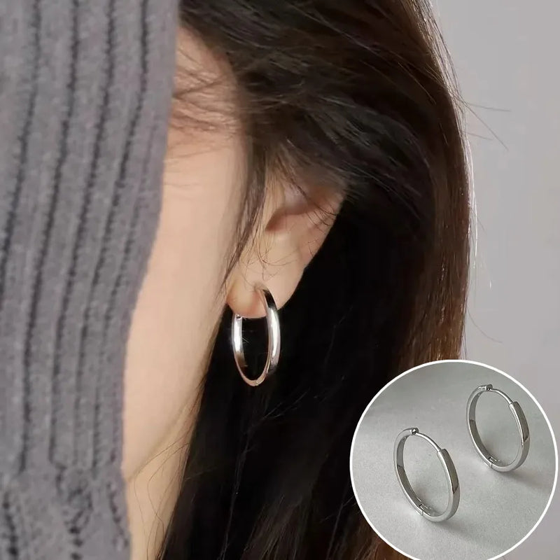 VENTFILLE 925 Sterling Silve Star Hoop Earring for Women Zircon Geometry Wide Office Versatile Jewelry Birthday Gift Dropship