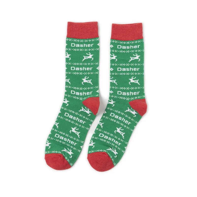 2025 New Men Christmas Socks New Year Funny Snowflake Beer Santa Claus Elk Snow Cotton Happy Socks Men Cartoon Women Sokken
