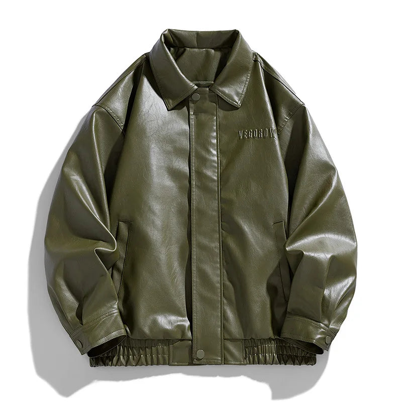 New men's PU leather jacket, stand-up motorcycle-style jacket, leather jacket for casual wear, high-quality durable jacket