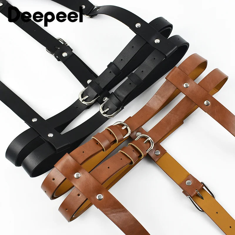 1Pc Women Fashion Punk Harness Belts Harajuku PU Leather Chest  Belt Suspenders for Gothic Waistband Clothing Accessories