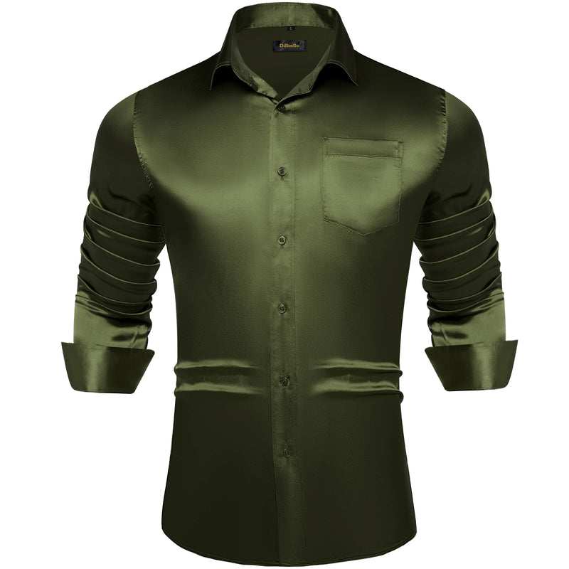 Solid Satin Shirts for Men Sage Green Black Yellow Red | SAMAG