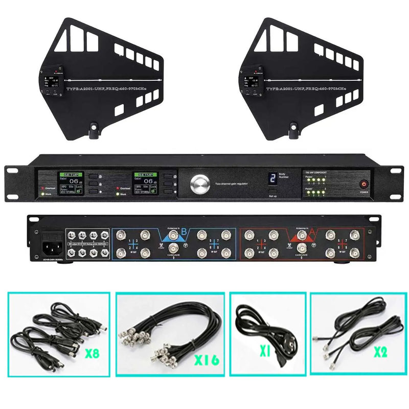 Paulkitson UA90-A2001 Wireless Microphone Antenna Combiner 18 Channel Antenna Distribution System RF Signal Booster 450-970MHz