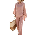 Women 2 Piece Outfit Set Hooded Cape Poncho Top & Wide Leg Pants Loose Loungewear Set Casual Ladies Tracksuit Suit Autumn New