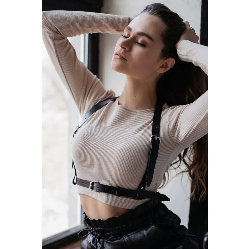 Fashion Leather Harness Belts for Women Shaping Chest Waistband Suspenders Body Goth Clothing Accessorie - Visuel 4 | SAMAG