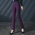 Women's Black Stretch Suit Pants, Fashion Purple Slim - View 2 | SAMAG