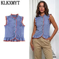 KLKXMYT Women's Shirt Summer Sleeveless Ruffles Short | SAMAG